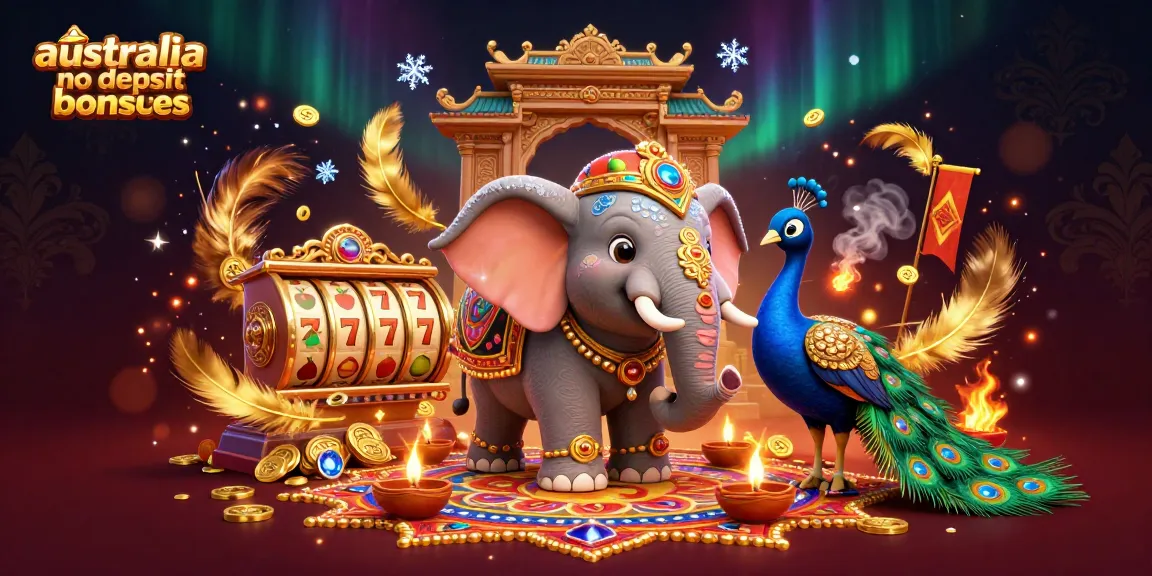Engage with australia no deposit casino bonuses through a vibrant 3D elephant and peacock illustration.