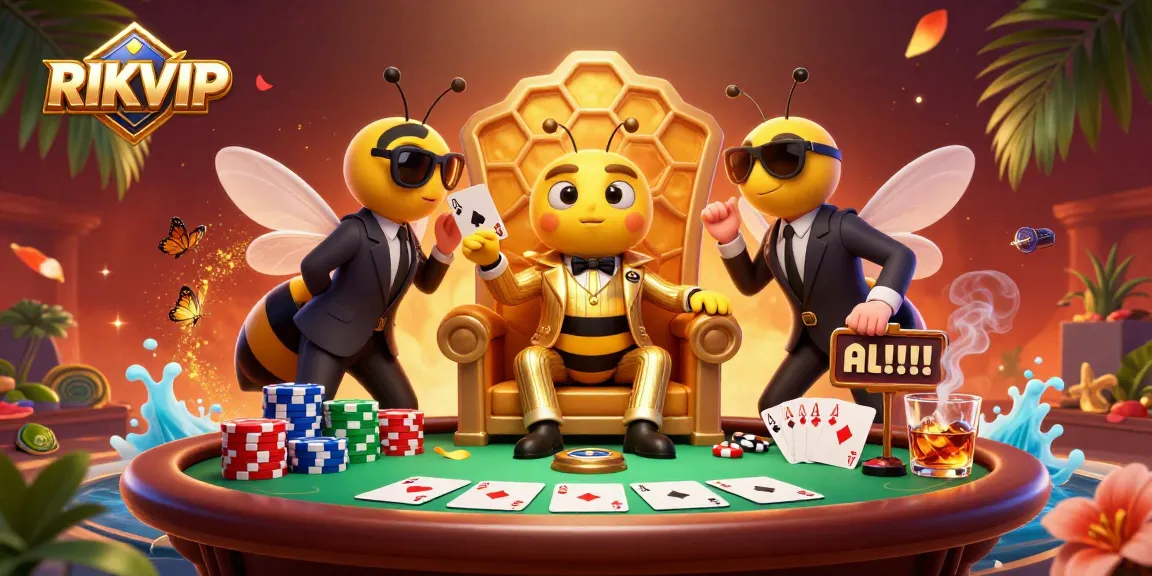 Engage in thrilling poker action with RIKVIP's vibrant casino scene and mob boss elegance.