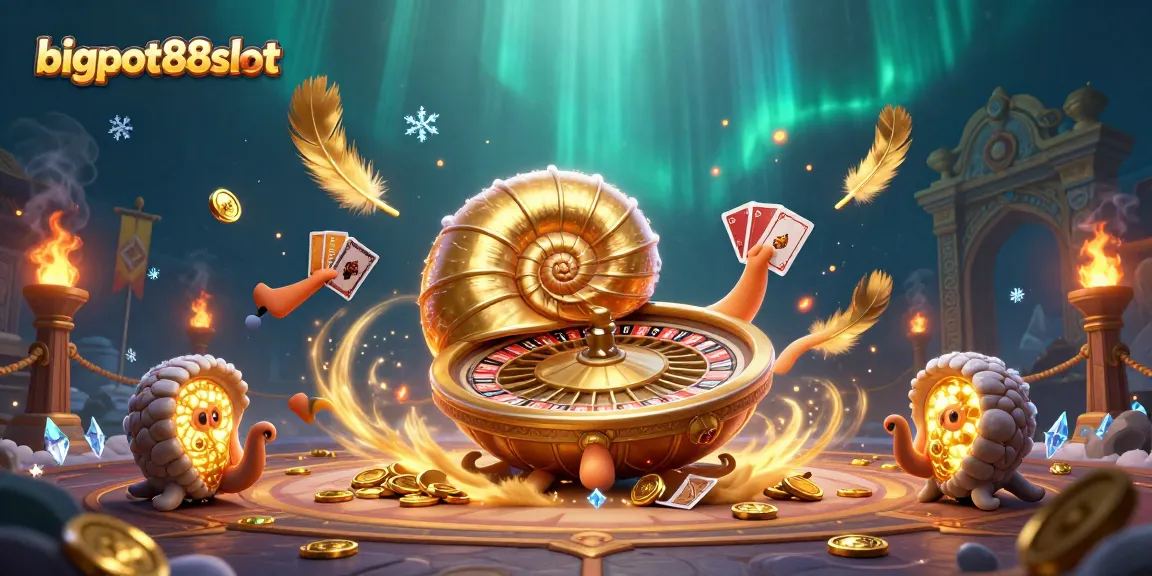 Gambarlah bigpot88slot dengan nautilus bertema kasino dan elemen permainan yang meriah.