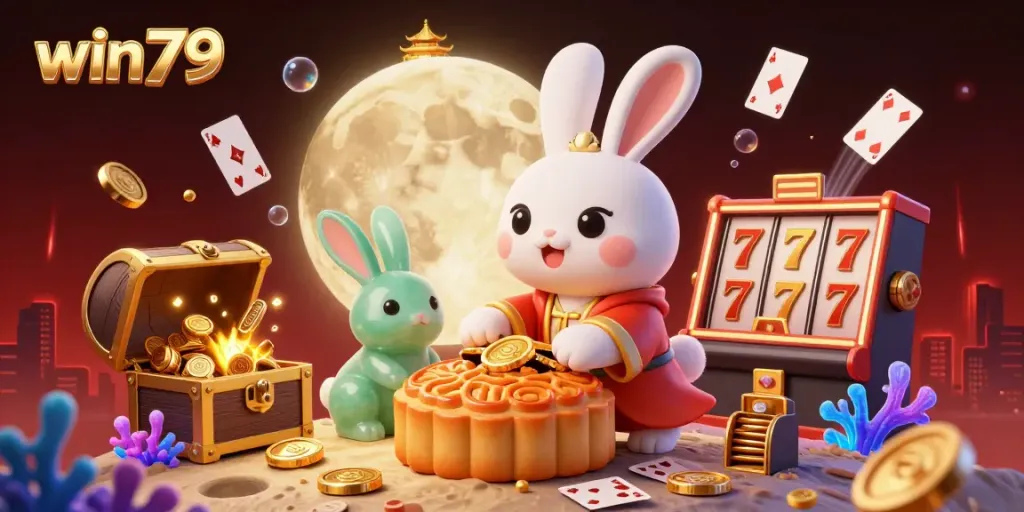 Experience the vibrant win79 casino world with playful characters, slot reels, and rich visual detail.